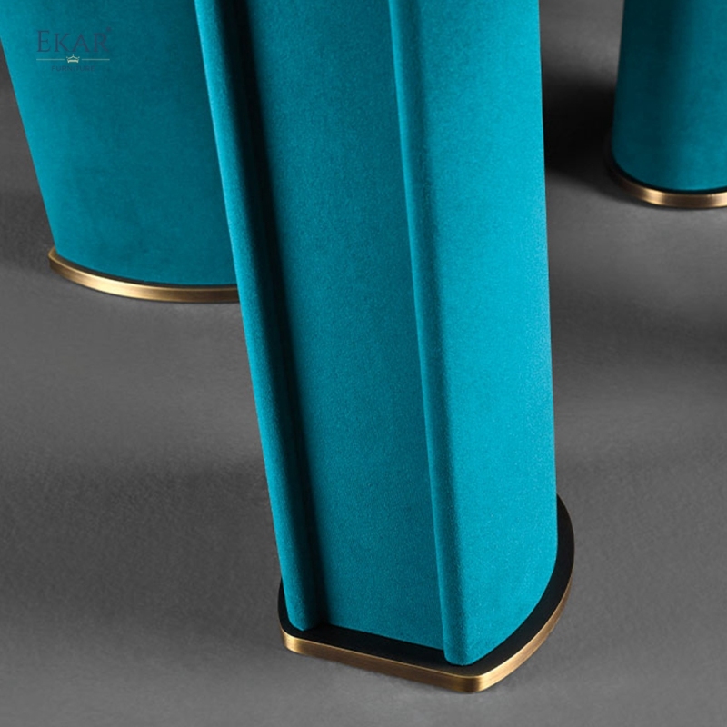 Soleil Round Dining Table - Veneer Top with Teal Sculptural Base for Modern Dining Rooms | EKAR FURNITURE