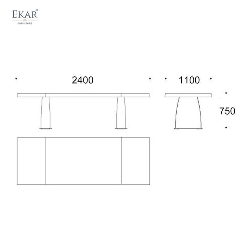 EKAR Modern Solid Wood Dining Table | Double Drum Pedestal Base | Contemporary Dining Room Furniture