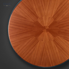 Soleil Round Dining Table - Veneer Top with Teal Sculptural Base for Modern Dining Rooms | EKAR FURNITURE