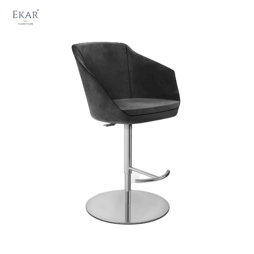 EKAR Covet Adjustable Bar Stool | Upholstered Bucket Shell | Swivel Pedestal Base | EKAR FURNITURE