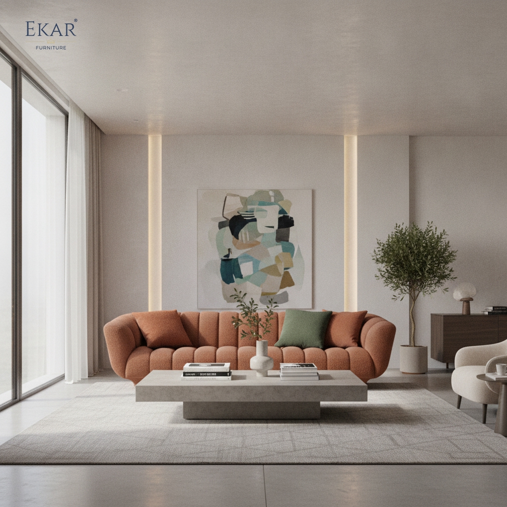 Crest Channel Tufted Modern Sofa | Curved Living Room Sofa — EKAR FURNITURE