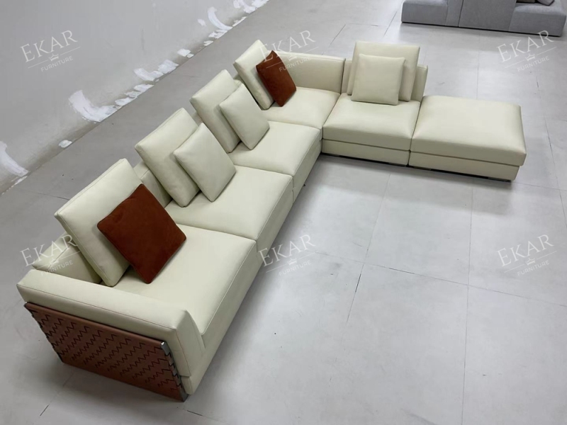 Loom Woven Leather Strap Sofa | Luxury Living Room Sofa — EKAR FURNITURE HCS297