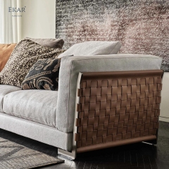 Loom Woven Leather Strap Sofa | Luxury Living Room Sofa — EKAR FURNITURE HCS297