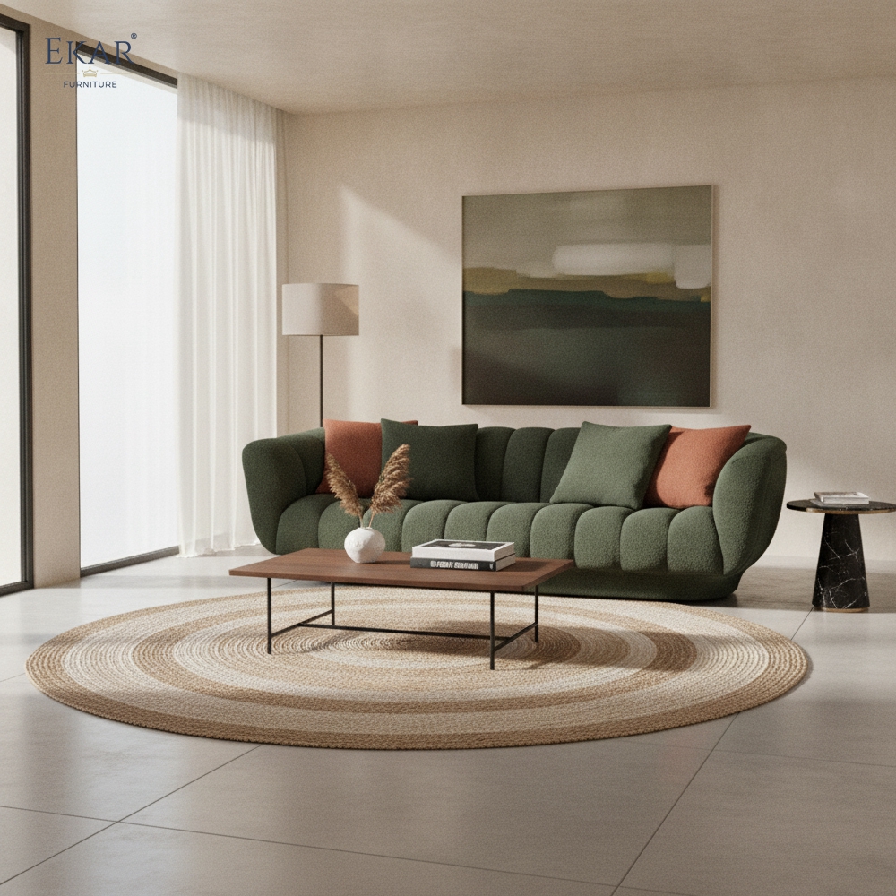 Crest Channel Tufted Modern Sofa | Curved Living Room Sofa — EKAR FURNITURE
