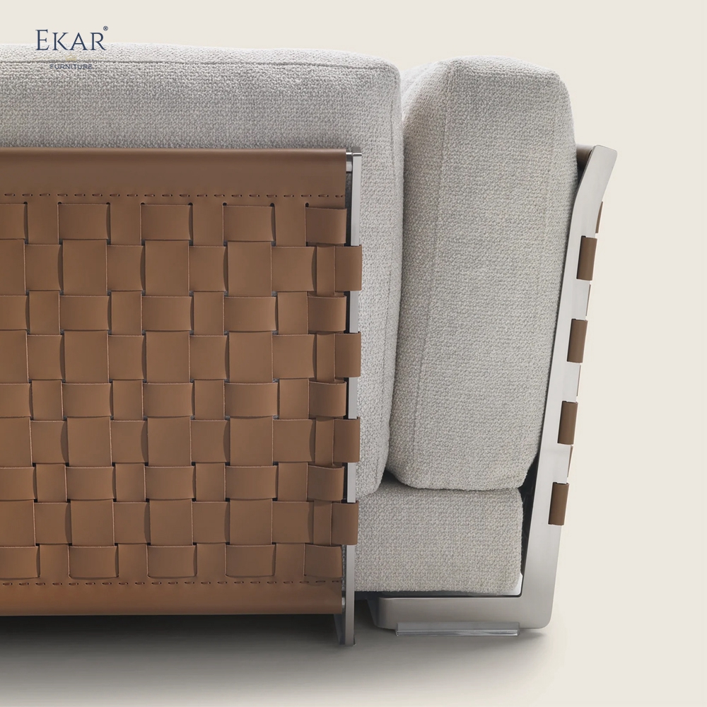 Loom Woven Leather Strap Sofa | Luxury Living Room Sofa — EKAR FURNITURE HCS297