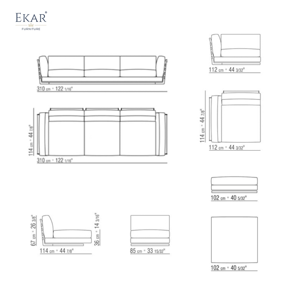Loom Woven Leather Strap Sofa | Luxury Living Room Sofa — EKAR FURNITURE HCS297