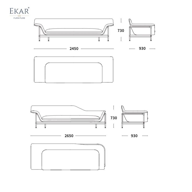Horizon Wide Arm Low Profile Sofa | Modern Sectional Living Room Sofa — EKAR FURNITURE