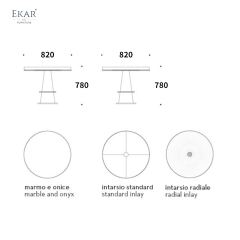 EKAR Modern Round Marble Dining Table | Sculptural Stone Pedestal & Brass Accent | Luxury Dining Room Furniture