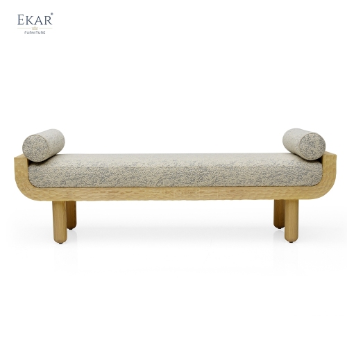 EKAR Modern Upholstered Bedroom Bench with Bolsters - Luxury End of Bed Bench
