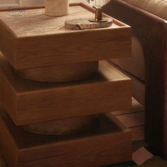 Modern Stacked Wood Side Table – Sculptural Accent Table for Living Room | EKAR Furniture