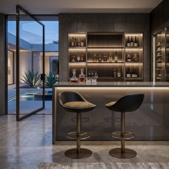 Modern Swivel Bar Stool with Studded Seat – Adjustable Bar Chair for Home Bar & Kitchen | EKAR Furniture