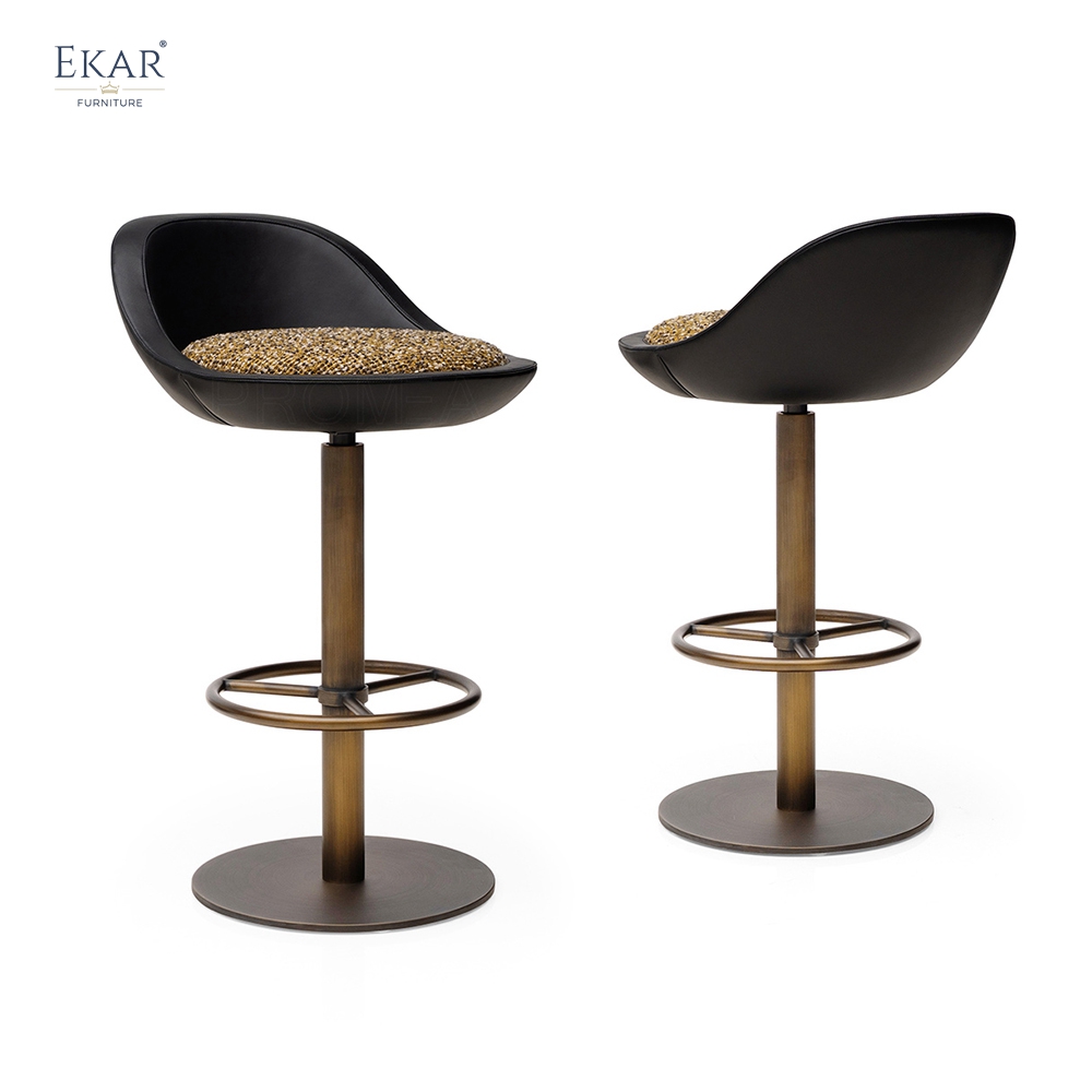 Modern Swivel Bar Stool with Studded Seat – Adjustable Bar Chair for Home Bar & Kitchen | EKAR Furniture