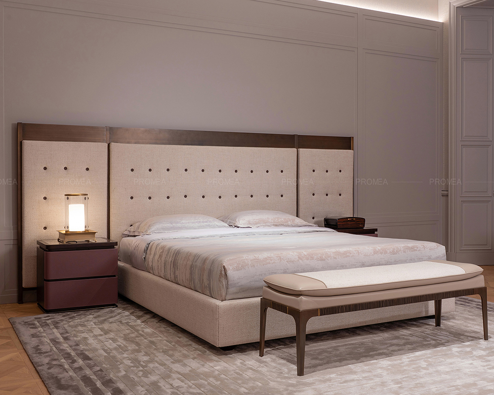 Panorama Panel Smart Bed | Modern Luxury Hotel Bed with Wide Headboard & Integrated Controls | EKAR FURNITURE