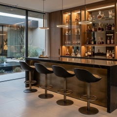 Modern Swivel Bar Stool with Studded Seat – Adjustable Bar Chair for Home Bar & Kitchen | EKAR Furniture