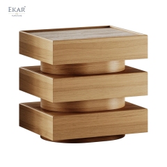 Modern Stacked Wood Side Table – Sculptural Accent Table for Living Room | EKAR Furniture
