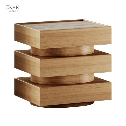 Modern Stacked Wood Side Table – Sculptural Accent Table for Living Room | EKAR Furniture