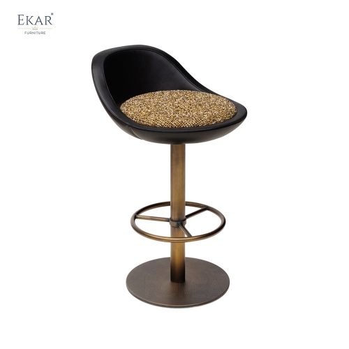 Modern Swivel Bar Stool with Studded Seat – Adjustable Bar Chair for Home Bar &amp; Kitchen | EKAR Furniture