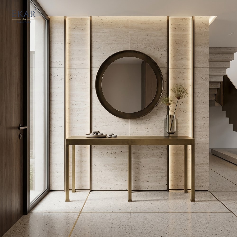 Modern Brass Console Table – Metal Entryway Table for Hallway & Foyer | EKAR Furniture