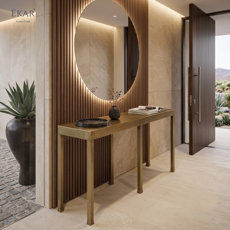 Modern Brass Console Table – Metal Entryway Table for Hallway & Foyer | EKAR Furniture