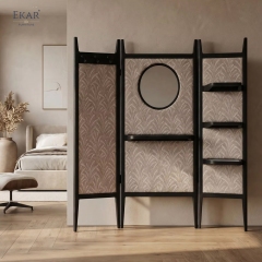 Modern Freestanding Coat Rack with Mirror – Wall Divider Valet Stand for Bedroom | EKAR Furniture