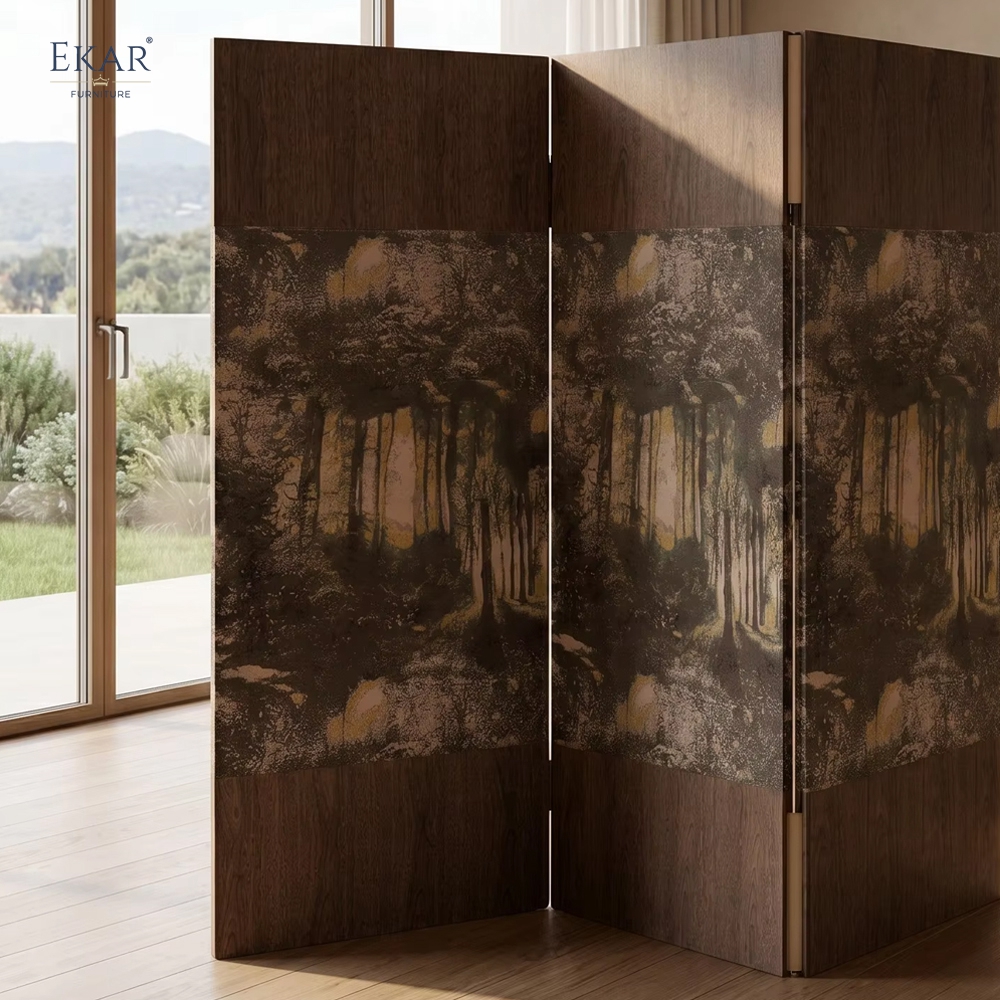 Modern Wood Folding Room Divider Screen – 3-Panel Decorative Privacy Screen | EKAR Furniture