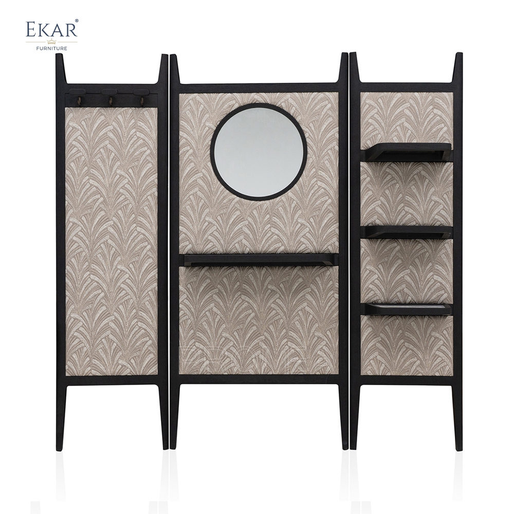 Modern Freestanding Coat Rack with Mirror – Wall Divider Valet Stand for Bedroom | EKAR Furniture