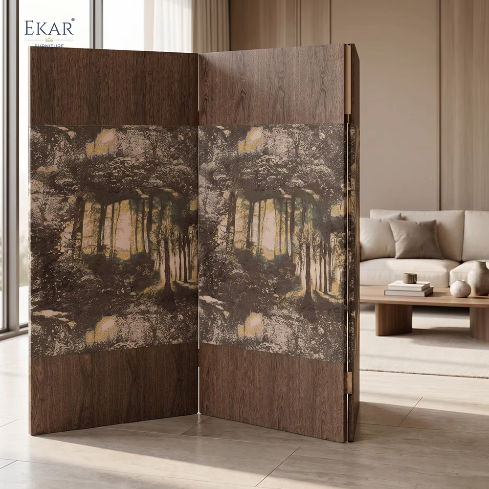 Modern Wood Folding Room Divider Screen – 3-Panel Decorative Privacy Screen | EKAR Furniture