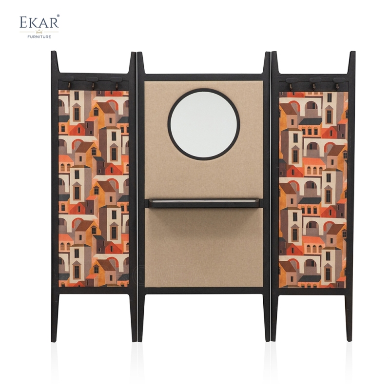 Modern Freestanding Coat Rack with Mirror – Wall Divider Valet Stand for Bedroom | EKAR Furniture