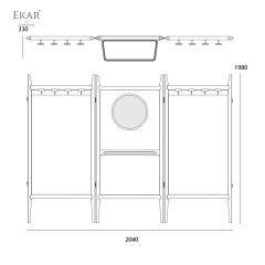 Modern Freestanding Coat Rack with Mirror – Wall Divider Valet Stand for Bedroom | EKAR Furniture