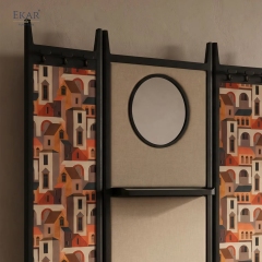 Modern Freestanding Coat Rack with Mirror – Wall Divider Valet Stand for Bedroom | EKAR Furniture