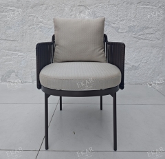 Modern Outdoor Rattan Dining Chair with Steel Frame, Stackable Patio Seating