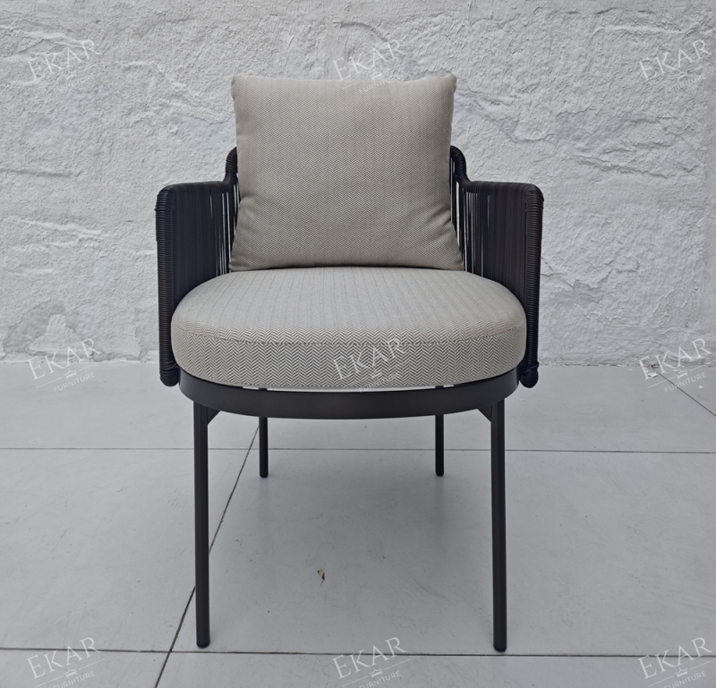 Modern Outdoor Rattan Dining Chair with Steel Frame, Stackable Patio Seating