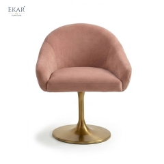 Modern Velvet Swivel Bar Chair with Tulip Base – Rounded Armchair Style Bar Stool | EKAR Furniture