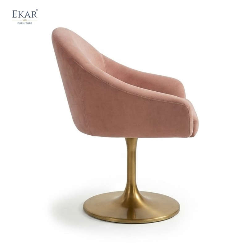 Modern Velvet Swivel Bar Chair with Tulip Base – Rounded Armchair Style Bar Stool | EKAR Furniture
