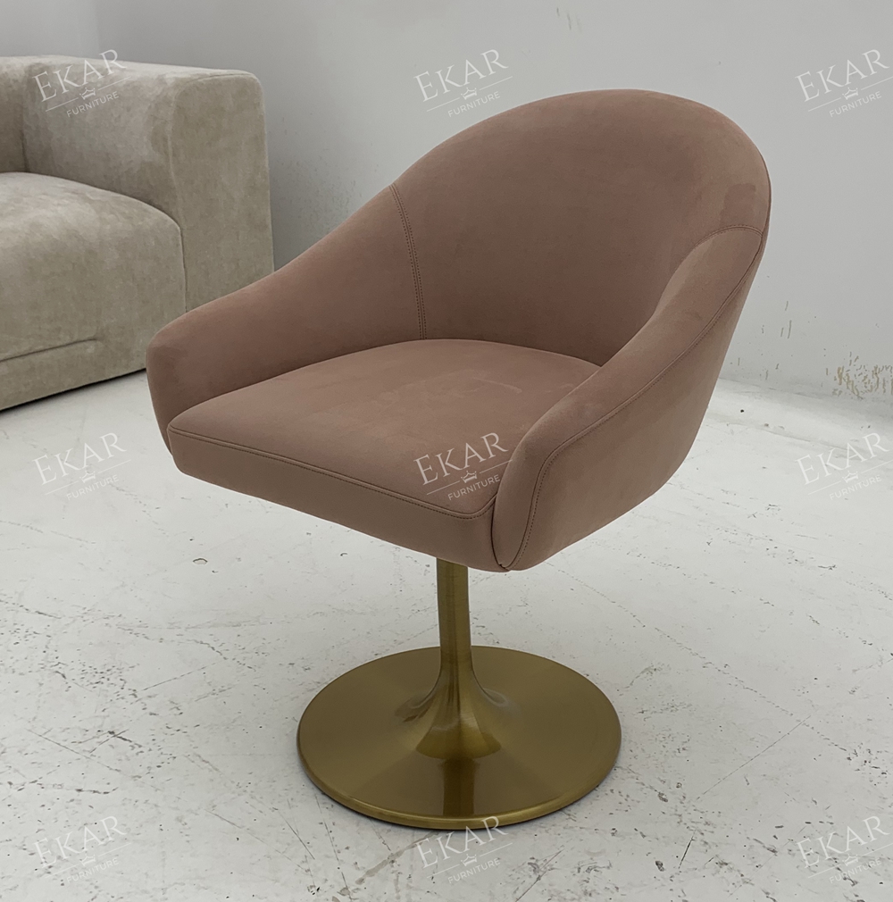 Modern Velvet Swivel Bar Chair with Tulip Base – Rounded Armchair Style Bar Stool | EKAR Furniture
