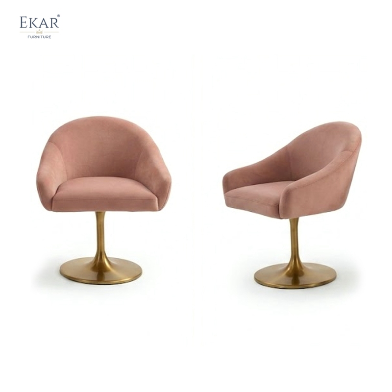 Modern Velvet Swivel Bar Chair with Tulip Base – Rounded Armchair Style Bar Stool | EKAR Furniture
