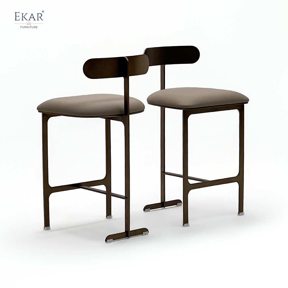 Modern Floating Oval Backrest Bar Stool – Minimalist Metal Counter Stool | EKAR Furniture