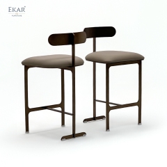 Modern Floating Oval Backrest Bar Stool – Minimalist Metal Counter Stool | EKAR Furniture