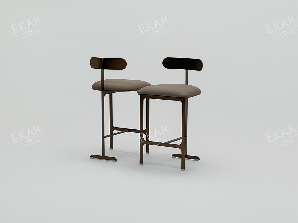 Modern Floating Oval Backrest Bar Stool – Minimalist Metal Counter Stool | EKAR Furniture