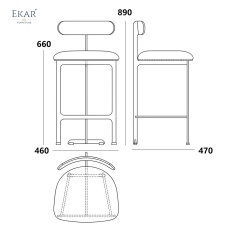 Modern Floating Oval Backrest Bar Stool – Minimalist Metal Counter Stool | EKAR Furniture