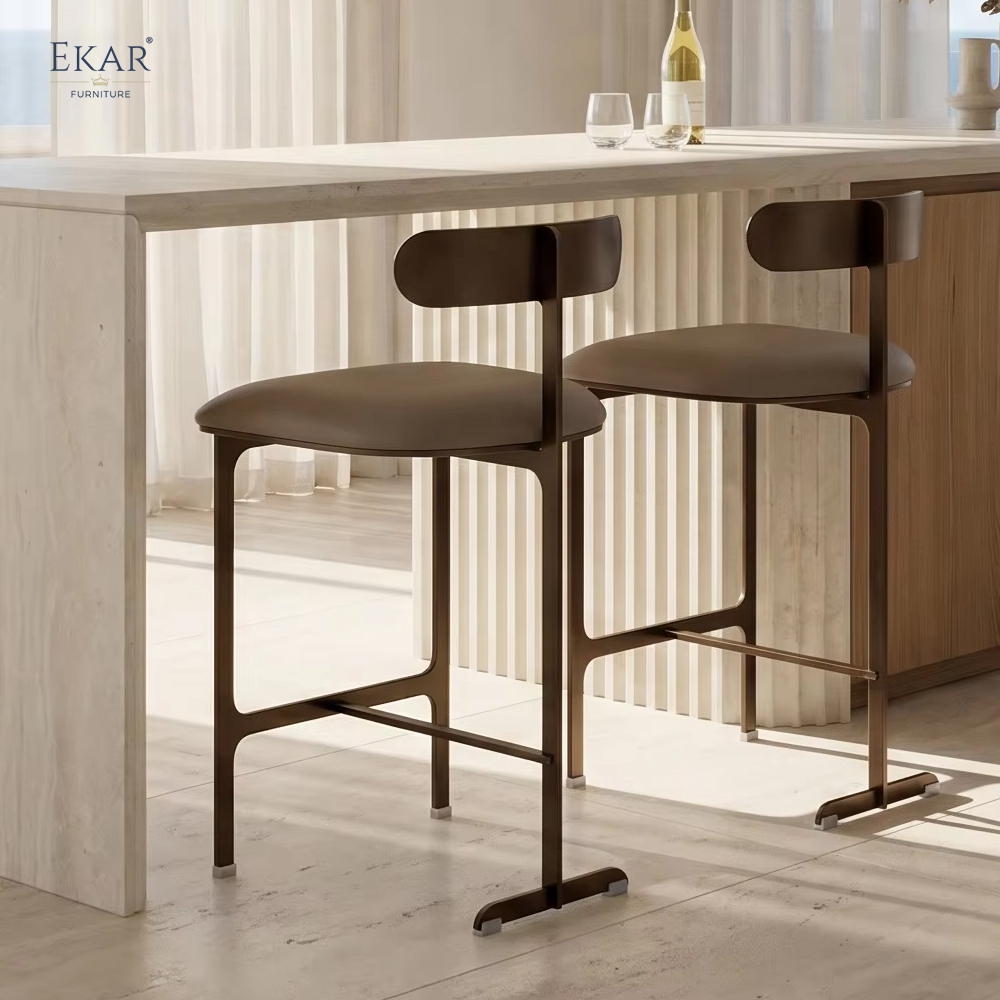 Modern Floating Oval Backrest Bar Stool – Minimalist Metal Counter Stool | EKAR Furniture