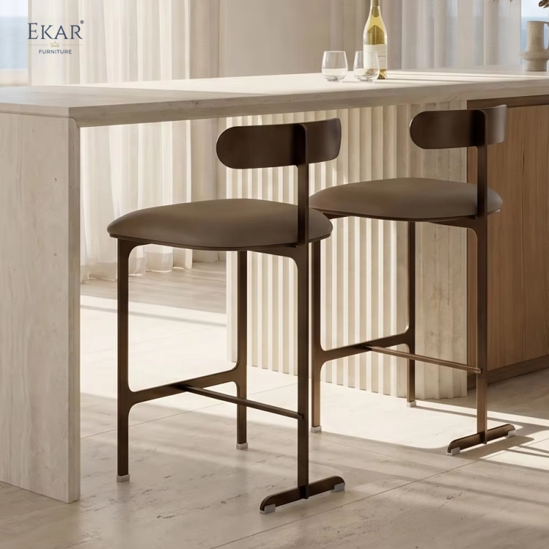 Modern Floating Oval Backrest Bar Stool – Minimalist Metal Counter Stool | EKAR Furniture