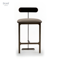Modern Floating Oval Backrest Bar Stool – Minimalist Metal Counter Stool | EKAR Furniture
