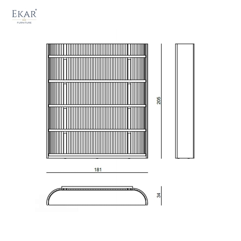 Modern LED-Lit Display Bookshelf – Open Shelving Unit with Ribbed Back Panel | EKAR Furniture