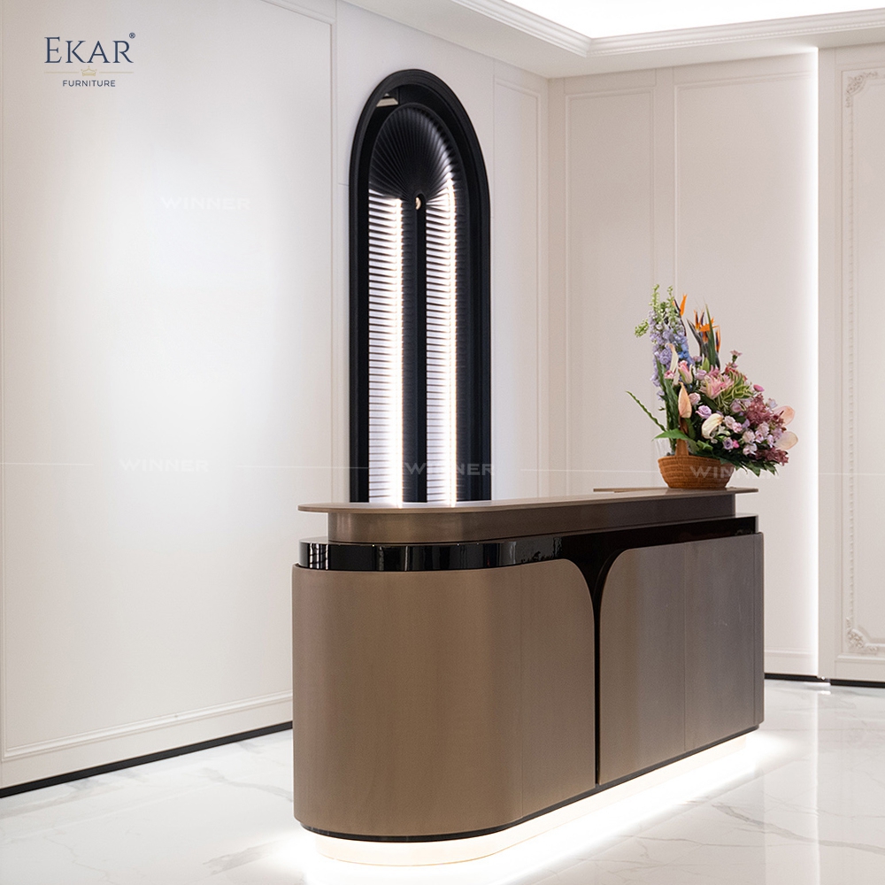 Modern Curved Reception Desk Counter – Luxury Hotel Lobby Front Desk | EKAR Furniture