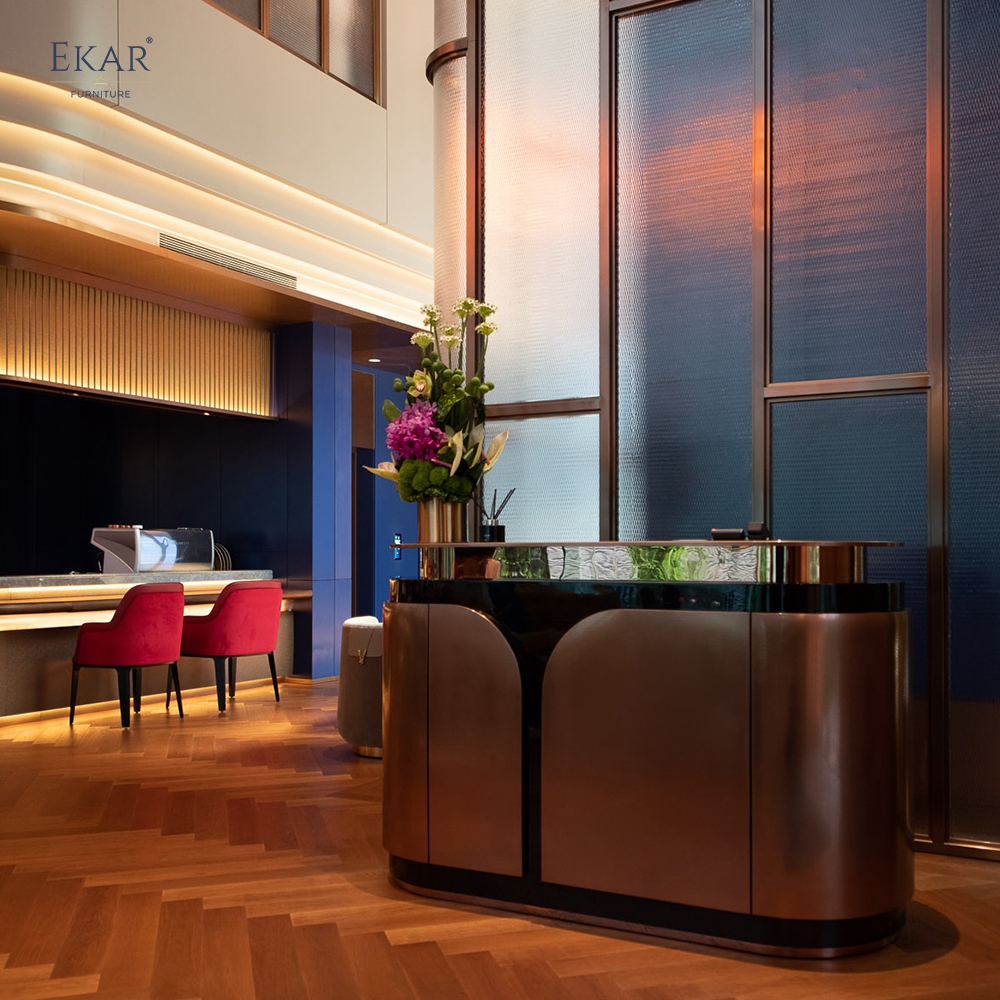 Modern Curved Reception Desk Counter – Luxury Hotel Lobby Front Desk | EKAR Furniture