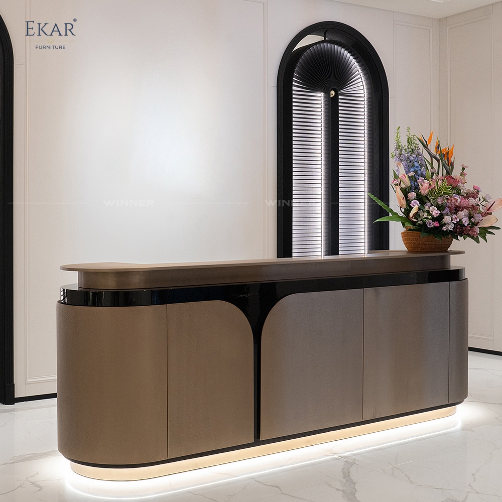 Modern Curved Reception Desk Counter – Luxury Hotel Lobby Front Desk | EKAR Furniture