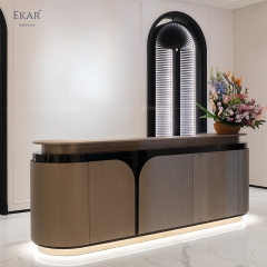 Modern Curved Reception Desk Counter – Luxury Hotel Lobby Front Desk | EKAR Furniture