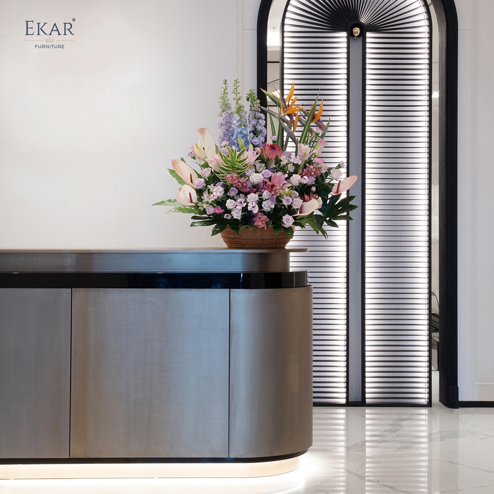 Modern Curved Reception Desk Counter – Luxury Hotel Lobby Front Desk | EKAR Furniture