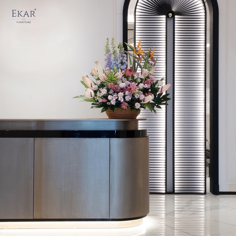 Modern Curved Reception Desk Counter – Luxury Hotel Lobby Front Desk | EKAR Furniture